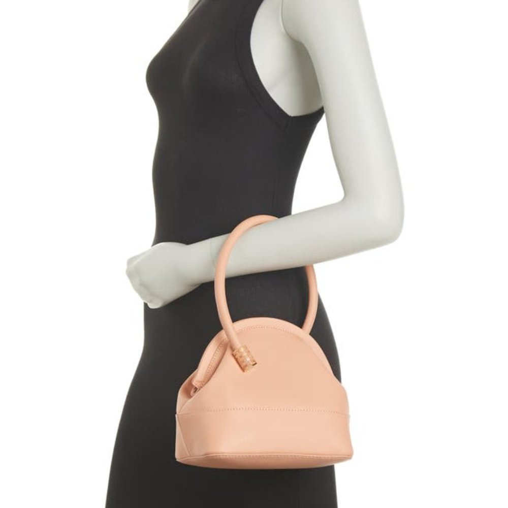 NEW Louise et Cie Isel Leather Pink Carnation Novelty Curved Frame Bucket Bag - Picture 7 of 7